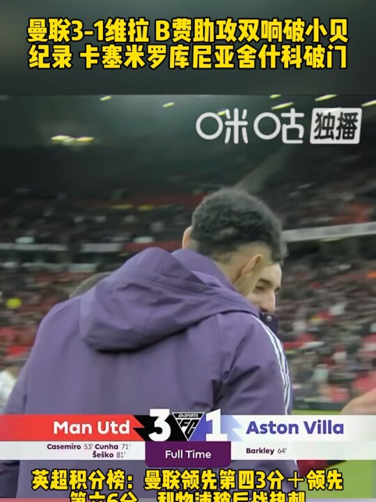 曼联3-1力克维拉锁定欧冠席位 卡塞米罗留队呼声